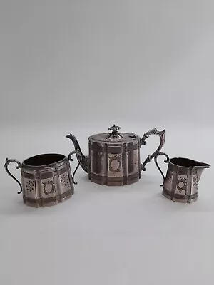 James Dixon & Son 3 Piece EPBM Tea Set Silver Plated Rural Magpie Design • £89.99