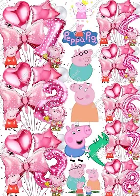Peppa Pig Birthday Decorations Girls Age Party Balloons Set Supplies & Banner • £12.95