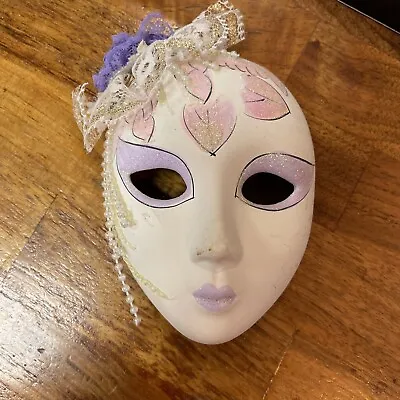 Vntg New Orleans Mardi Gras Clay Ceramic Hanging Decorative Fancy Face Mask • $9.99