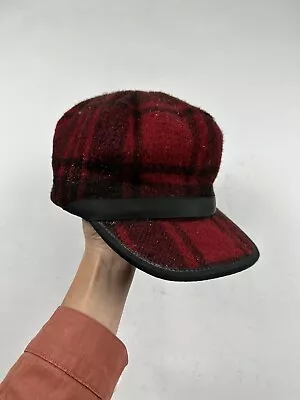 Vintage 70s/80s Wool Hunting Cap Red Plaid Hat USA Made Men’s Size 7 • $30