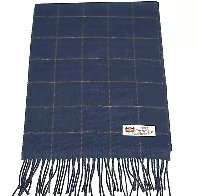 Men's Winter Warm 100% Cashmere Scarf Wrap Made In England Plaid Blue / Coffee • $10.50