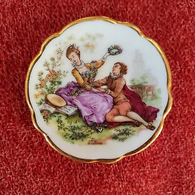 Miniature Limoges Doll House Plate Platter Charger Romantic Floral Gold Trim  • $24