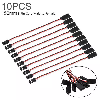 £3.86 • Buy 10X Servo Extension Lead Male To Female Wire Cable For RC Planes Car Dual Servos