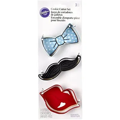 Wilton 3-Piece Cookie Cutters Tie/Mustache/Lips • $6.88