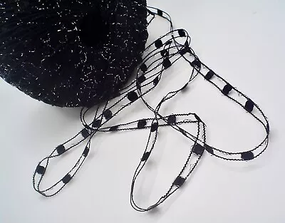 Berlini LADDER RIBBON GLITTER Yarn #78 BLACK Lustrous METALLIC LADDER RIBBON • $10.99