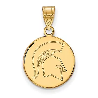 Michigan State University Spartans Mascot Logo Disc Pendant Gold Plated Silver • $51.99