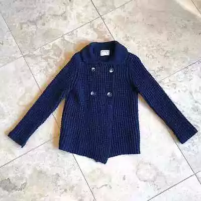 Zara Girls Navy Peacoat Style Sweater Cardigan 7/8 • $18