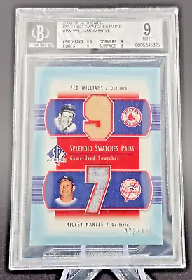 2003 SP Authentic Splendid Swatches (Pants) Mickey Mantle 🔥 Ted Williams BGS 9 • $349.99