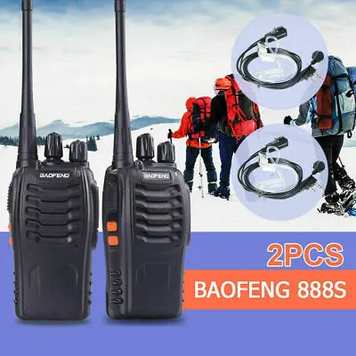 2x Baofeng BF-888S Walkie Talkies UHF PMR446 Two Way Radio Long Range + Earpiece • £20.99