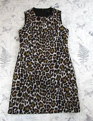 EUC J Crew A Line Leopard Print Shift Dress Black Sleeveless Cheetah F7080  Sz 0 • $4.99