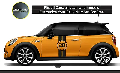 Rally Turbo Door Numbers Racing Graphics Decals Side Stripes Fits Mini Cooper • $39.99