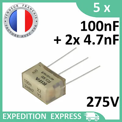 5 Capacitors Rifa Pzb 0.1µF 0.1uF 100n X2+2x 4n7 4700pF Y2 Y 275V 250V Sh • £28.14