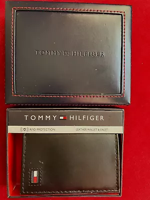 Tommy Hilfiger Rfid Protection Black Leather Wallet For Mens With Gift Box • £20