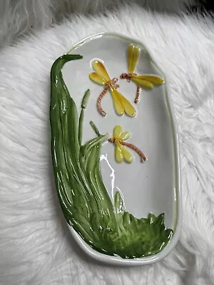 Carraro Italy Majolica Dragonfly Oval Serving Plate • $3.50