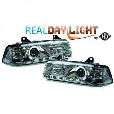 LHD Projector LED DRL Headlights Pair Clear Chrome H1 For BMW 3 Series E36 90-99 • $381.55