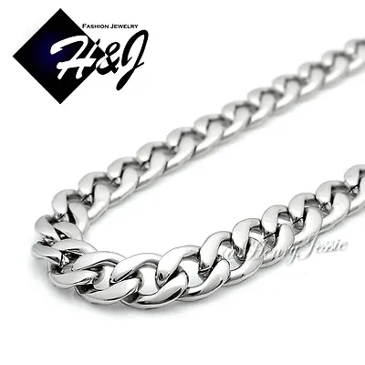 18 -40 MEN Stainless Steel 4/5/6/7/8.5/9.5/12mm Silver Cuban Curb Chain Necklace • $14.39