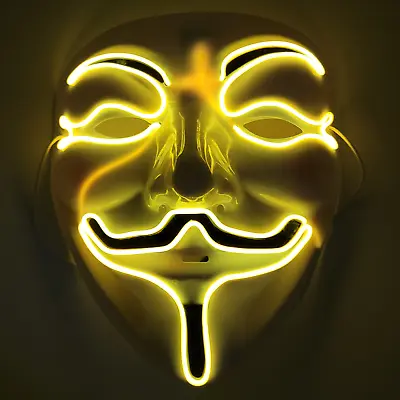 $9.99 • Buy Vendetta Guy Fawkes LED Mask Light Up Anonymous Hacker Cosplay Party Rave EDC