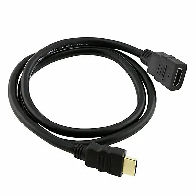 £2.85 • Buy New 1m HDMI EXTENSION Cable Male To Female 3D UHD TV High Speed BLACK UK Seller