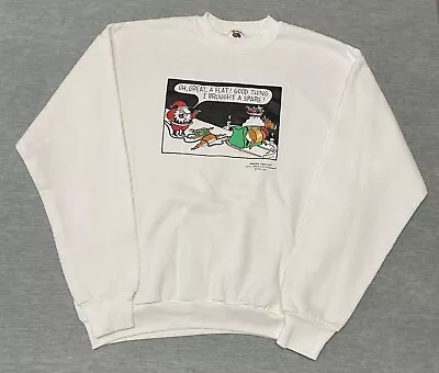 Vintage Christmas Santa Claus Sweater Crewneck White Pullover Adult XL Ugly • $11.93