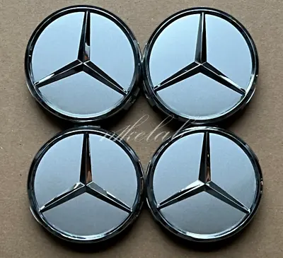 $16.99 • Buy *Set Of 4* Mercedes Benz 75mm Silver Chrome AMG Wheel Center Hub Caps Rim Emblem
