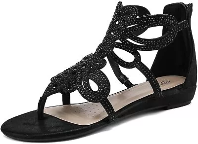 DREAM PAIRS Women's Jewel Rhinestones Design Ankle High Flat Sandals • $59.92