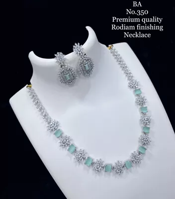 Ad Cz American Diamond Neckless Set Indian Bollywood Bridal Party Wedding J013 • £30.79