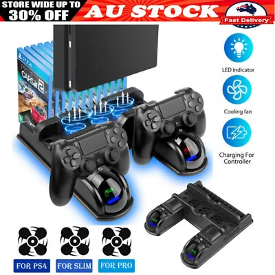 $53.99 • Buy For PS4 Vertical Stand Cooling Fan Controller Charging Station For PlayStation 4