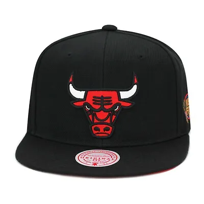 Mitchell & Ness Chicago Bulls NBA 1996 Finals Snapback Hat Cap Black/Side Patch • $35.90