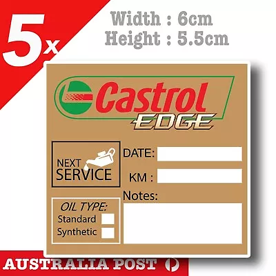 CASTROL EDGE Oil Change Service Reminder X5 Black  Cars Vans Stickers • $8