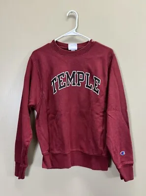 CHAMPION Reverse Weave S Small Vintage Sweatshirt Temple University Red • $19.99