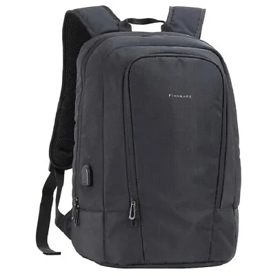 FINNKARE Laptop Backpack Water Proof Wear Proof With USB Charging Port - Black  • $15.99