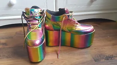 YRU Rainbow Holographic Platform Shoes  • £50