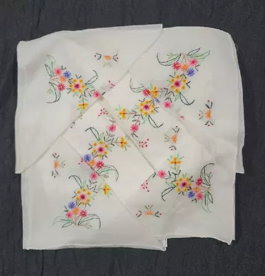 6 Vintage Ladies Hankies White Embroidered Floral • $21.96