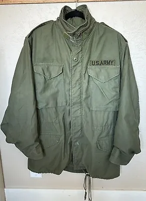 Vintage 1980s US Army Green Cold Weather Field Coat Jacket OG-107 Size S Hooded • $34.99