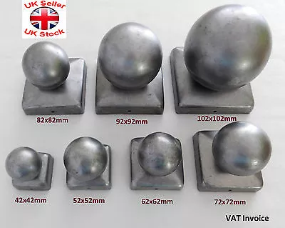 Square Metal Fence Gate Post Cap Caps Flange From 42 Mm To 122mm  Ball Top  • £6.97