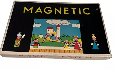 VINTAGE Magnetic Play Theatre 1950’s Toy Wood & Cardboard Made Czechoslovakia • $25.49