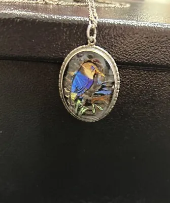 Vintage Butterfly Wing Kingfisher Pendant/Necklace • $77.41