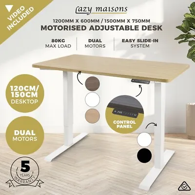 $485 • Buy Motorised Height Adjustable Electric Sit Stand Desk Office Dual Motor Table