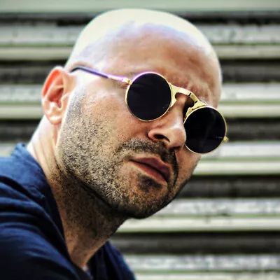 $13.19 • Buy Vintage Retro Steampunk Sunglasses HIP-HOP Punk Metal Round Flip-up Lens Glasses