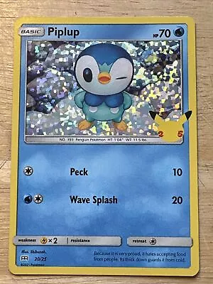 Piplup - 20/25 - Holo - McDonalds 2021 - 25th Anniversary - NM/M Pokemon Card • $5.95