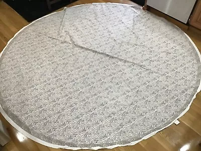 80” Round Williams Somoma Floral And Leaves Blue Green Tan Tablecloth! • $26