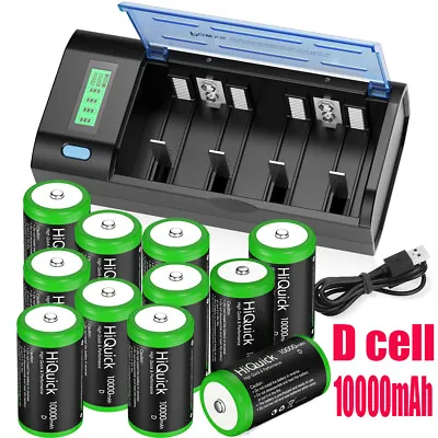 EBL Rechargeable D Cell NiMH Batteries 10000mAh Case Included / Charger Lot • $20.99