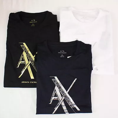 Armani Exchange Geometric Metallic Logo T-Shirts In Various Colors - L Lot Of 3 • $54.98