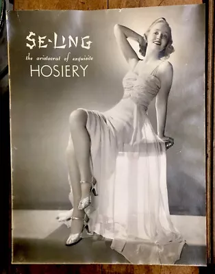 VTG 1930's ART DECO SE-LING HOSIERY CARDBOARD STORE DISPLAY SIGN - PRETTY MODEL • $25