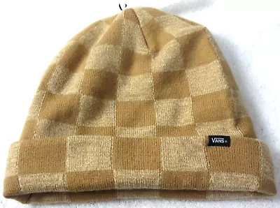 Vans Men's Turfwood Checkerboard Beanie Skull Cap Bone Brown OSFA NWT • $19.99