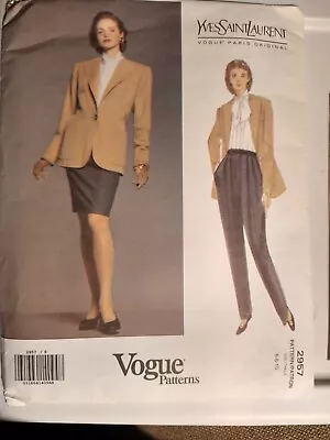 Vogue 2957 Sewing Pattern Sz 6-8-10 Yves Saint Laurent Women's Jacket Skirt Pant • $14.99