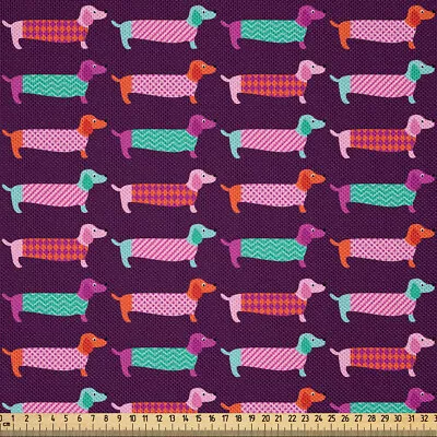 Dachshund Fabric By Yard Satin Sixties Style Puppy • £128.99