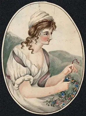 £100 • Buy Small Watercolour Painting - Portrait Of A Lady - Late 18th / Early 19th Century