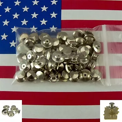 50 Chrome Locking Pin Backs Clasp Clutch Jewelry Finding Military Police Scouts • $27.76