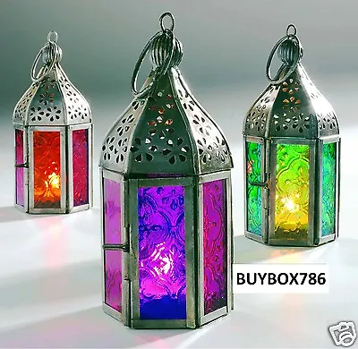£22.95 • Buy Indian Moroccan Mini Iron & Tonal Glass Lantern Tea Light Holder Home & Garden